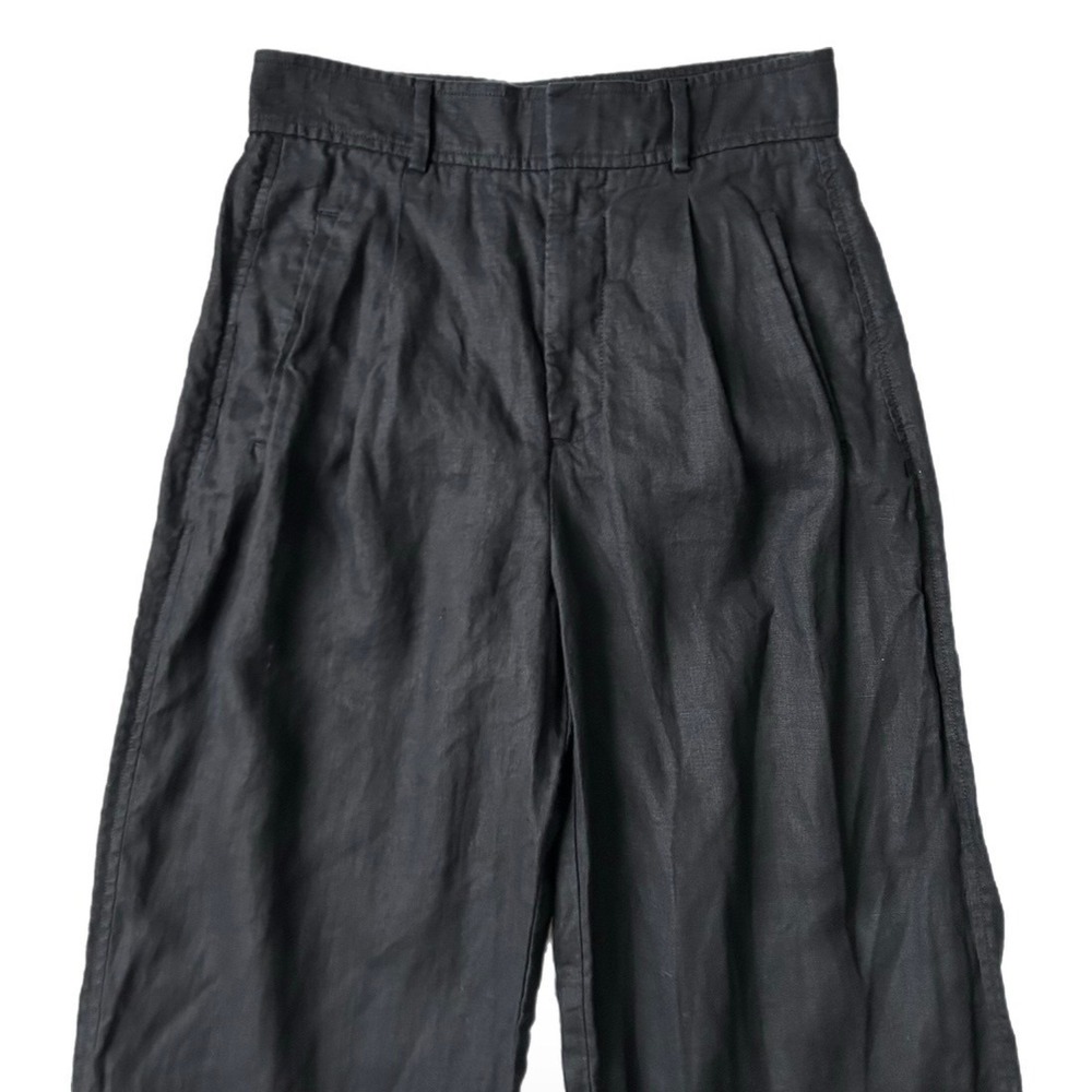 Everlane Black 100% European Flax Linen Pleated Wide Leg High Rise Pants Size 2 - Picture 3 of 7
